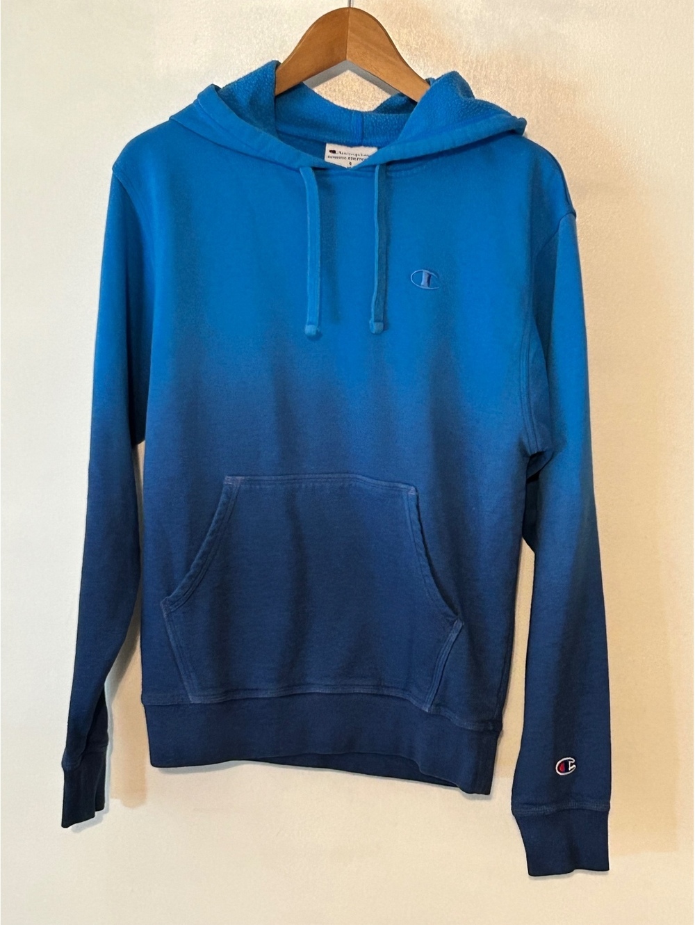 Champion Ombre Blue Pullover Hoodie Sweatshirt Size S